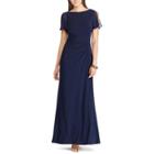 Women's Chaps Flutter Evening Gown, Size: 6, Blue (navy)