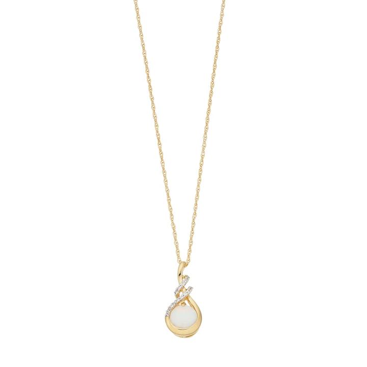 14k Gold Over Silver Lab-created White Opal Twist Teardrop Pendant Necklace, Women's, Size: 18