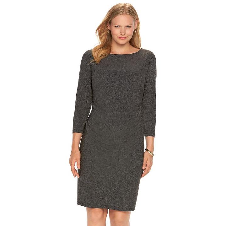 Plus Size Chaps Pleated Sheath Dress, Women's, Size: 18 W, Grey