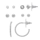 Lc Lauren Conrad Cubic Zirconia & Twisted Semi-hoop Earring Set, Women's, Silver