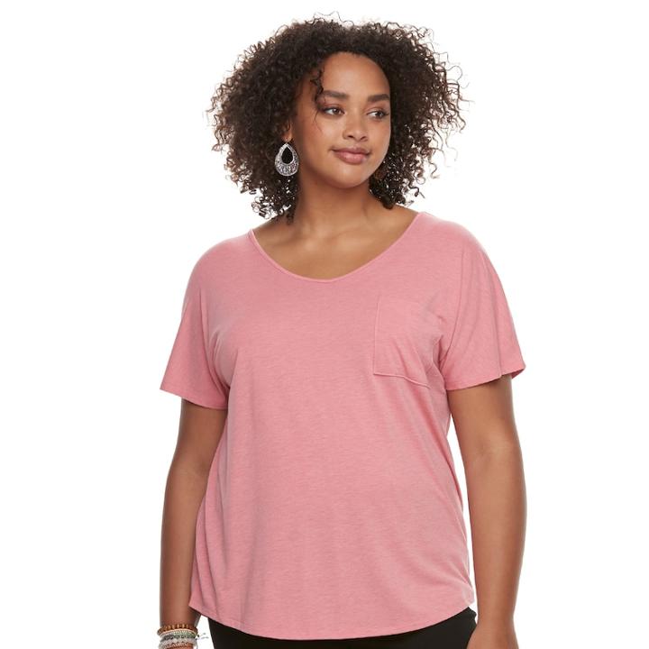 Plus Size So&reg; Cross Back Short Sleeve Tee, Teens, Size: 1xl, Med Pink