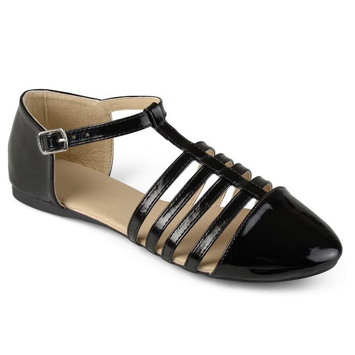 Journee Silvie Girls' Strappy Flats, Size: 10 T, Black