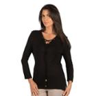 Women's Harve Benard Lace-up Jersey Tee, Size: Large, Black