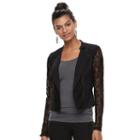 Juniors' Candie's&reg; Lace Crop Moto Jacket, Teens, Size: Xs, Black