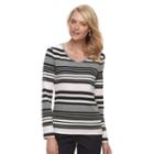 Women's Croft & Barrow&reg; Classic Long Sleeve V-neck Tee, Size: Xl, Dark Grey