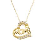 18k Gold Over Silver Cubic Zirconia Mom Heart Pendant, Women's, Size: 18, White