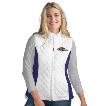 Women's Baltimore Ravens Tackle Me Quilted Vest, Size: Small, White