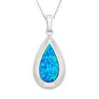 Lab-created Blue Opal Sterling Silver Teardrop Pendant Necklace, Women's, Size: 18