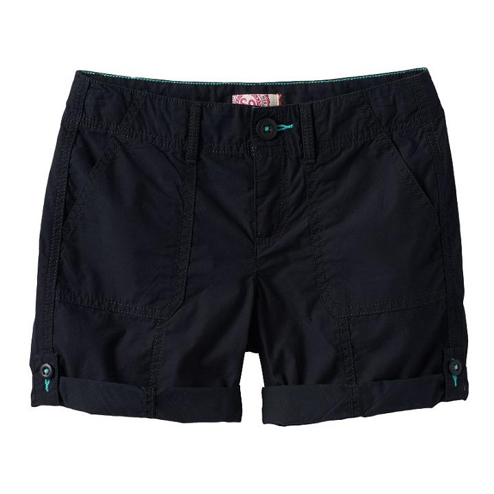 Girls 7-16 & Plus Size So&reg; Roll-tab Neon Solid Utility Bermuda Shorts, Girl's, Size: 7, Black