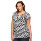 Plus Size Dana Buchman Textured Stripe Top, Women's, Size: 1xl, Black