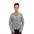 Women's Coffee Shop Mixed-media Jacket, Size: Xl, Grey