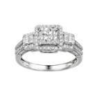 Diamond Square Halo Engagement Ring In 10k Gold (1 Ct. T.w.), Women's, Size: 7, White