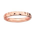 Stacks And Stones 18k Rose Gold Over Silver Hammered Stack Ring, Women's, Size: 10, Pink