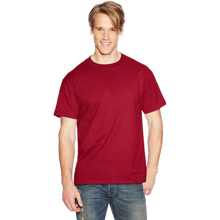 Men's Hanes Beefy Crewneck Tee, Size: Large, Dark Red