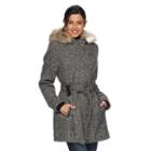 Women's Braetan Hooded Faux-fur Wool Tie Belt Coat, Size: Small, Multicolor