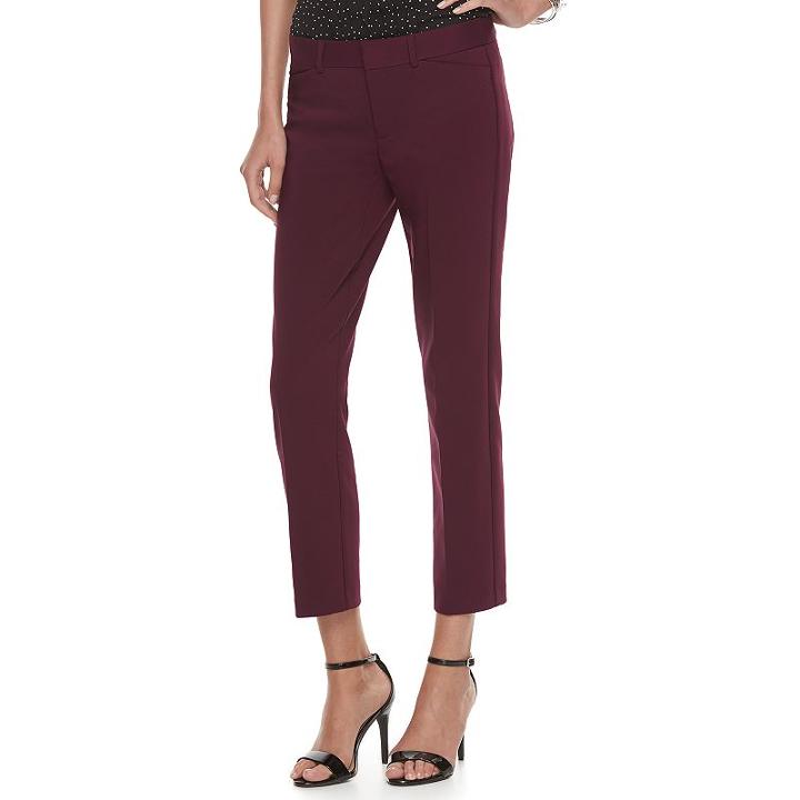 Women's Elle&trade; Solid Ankle Skinny Pants, Size: 8, Red