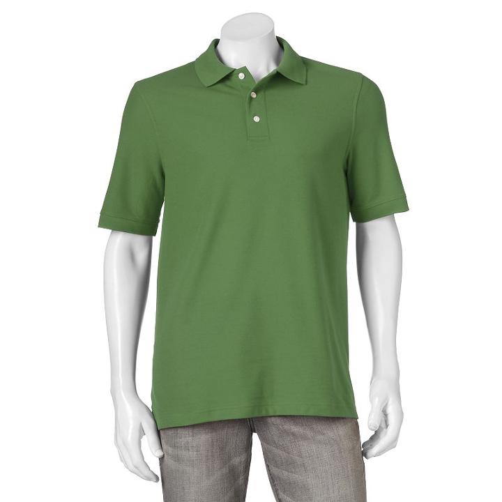 Men's Croft & Barrow&reg; Performance Tailored-fit Pique Polo, Size: Large, Med Green
