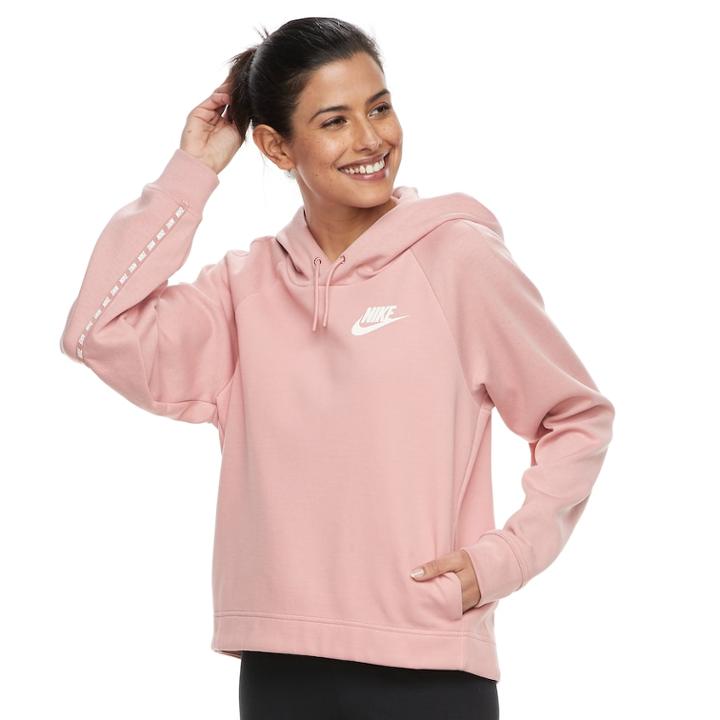 Women's Nike Sportswear Optic Graphic Tape Hoodie, Size: Large, Light Pink
