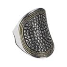 Two Tone Beaded And Textured Oval Ring, Women's, Size: 8, Multicolor