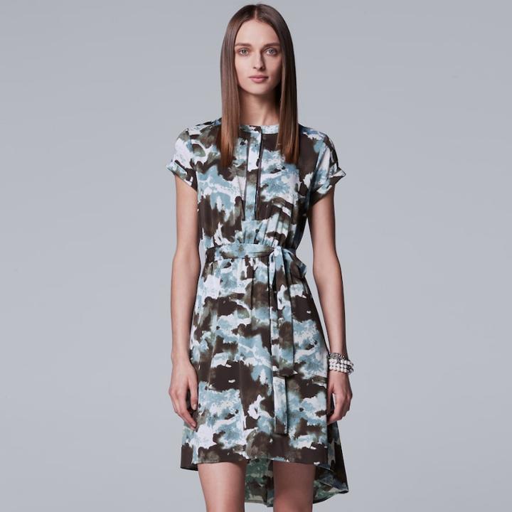 Women's Simply Vera Vera Wang High-low Shirtdress, Size: Medium, Med Blue
