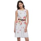 Women's Elle&trade; Print Sleeveless Fit & Flare Dress, Size: Xl, White