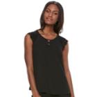 Juniors' Candie's&reg; Lace-up Flutter Sleeve Top, Teens, Size: Medium, Black