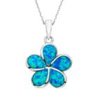 Lab-created Blue Opal Sterling Silver Flower Pendant Necklace, Women's, Size: 18
