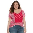 Plus Size Sonoma Goods For Life&trade; Double-v-neck Tee, Women's, Size: 1xl, Med Pink