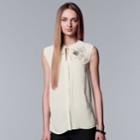 Women's Simply Vera Vera Wang Sleeveless Blouse, Size: Xxl, Light Grey