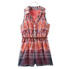 Girls 7-16 Knitworks Lace Back Patterned Belted Romper With Necklace, Girl's, Size: 16, Lt Orange