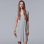 Women's Simply Vera Vera Wang Ribbed T-shirt Dress, Size: Xl, Med Grey