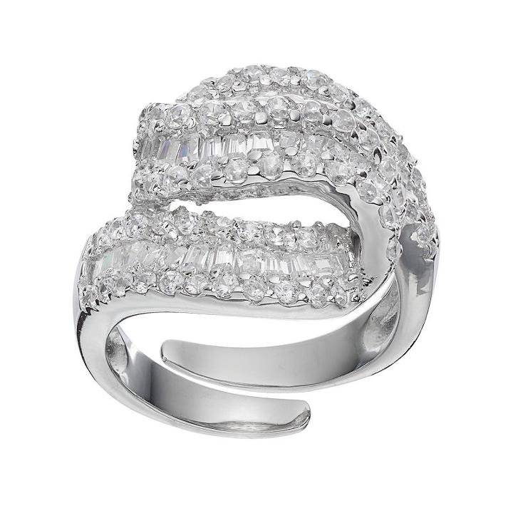 Sophie Miller Sterling Silver Cubic Zirconia Twist Ring, Women's, Size: 7, White