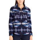 Women's Chaps Printed 1/4-zip Pullover, Size: Medium, Blue