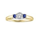 Lovemark Round-cut Diamond & Sapphire 3-stone Engagement Ring In 10k Gold (1/6-ct. T.w.), Women's, Size: 5.50, Blue