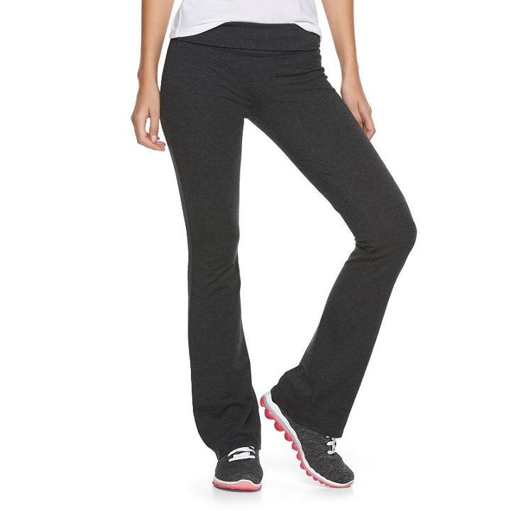 Juniors' So&reg; Fold-over Skinny Bootcut Yoga Leggings, Girl's, Size: Small, Dark Grey