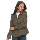 Juniors' Sebby Military Style Twill Jacket, Teens, Size: Xl, Dark Green