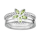Stacks And Stones Sterling Silver Peridot Flower Stack Ring Set, Women's, Size: 9, Green