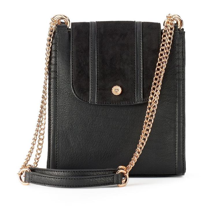 Lc Lauren Conrad Parfum Flap Convertible Crossbody Bag, Women's, Black