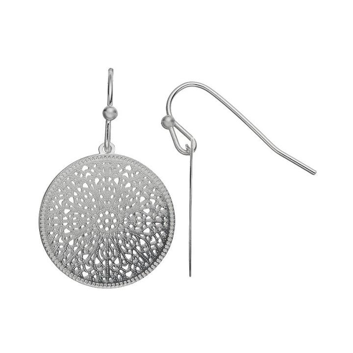 Lc Lauren Conrad Filigree Disc Drop Earrings, Women's, Silver