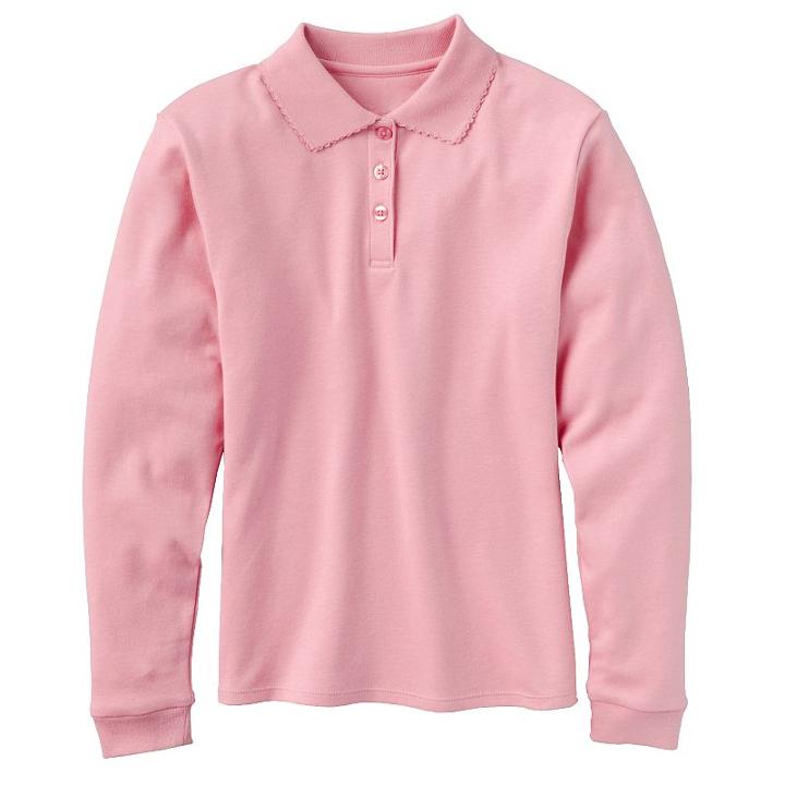 Girls 4-6x Chaps Picot-trim School Uniform Polo, Girl's, Size: Large, Pink