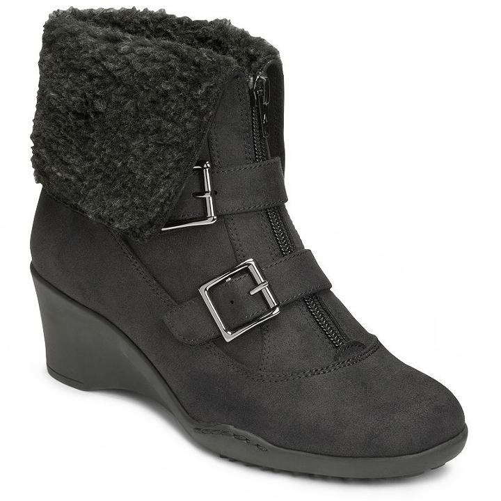 A2 By Aerosoles Music Women's Fleece-lined Cuffed Ankle Boots, Size: Medium (9), Black