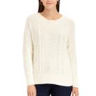 Women's Chaps Cable-knit Crewneck Sweater, Size: Medium, Natural