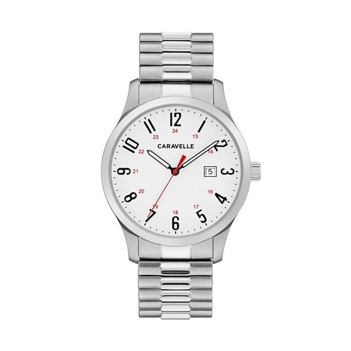 Caravelle Men's Easy Reader Stainless Steel Expansion Watch - 43b153, Size: Large, Grey
