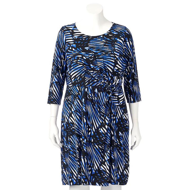 Plus Size Dana Buchman Printed Twist-front Dress, Women's, Size: 1xl, Med Blue
