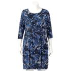 Plus Size Dana Buchman Printed Twist-front Dress, Women's, Size: 1xl, Med Blue