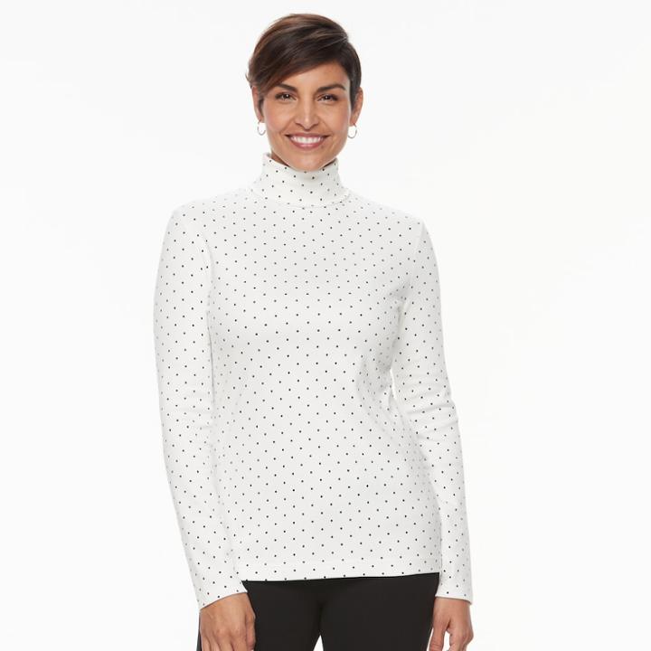 Women's Croft & Barrow&reg; Long Sleeve Turtleneck Top, Size: Small, Natural