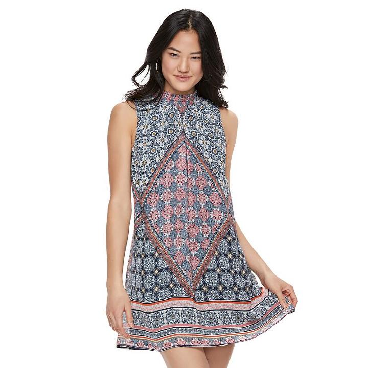 Juniors' Speechless Tile Mockneck Shift Dress, Girl's, Size: Xl, Blue (navy)