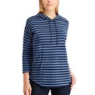 Women's Chaps Striped Double-knit Hoodie, Size: Xl, Blue