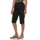 Petite Croft & Barrow&reg; Strappy Hem Pull-on Skimmer Capris, Women's, Size: 8 Petite, Black
