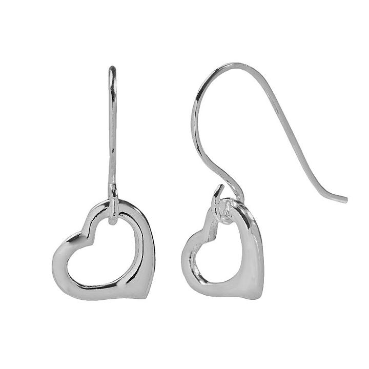 Silver Plated Heart Drop Earrings, Women's, Grey